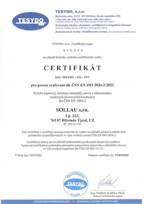 Certifikát TESYDO